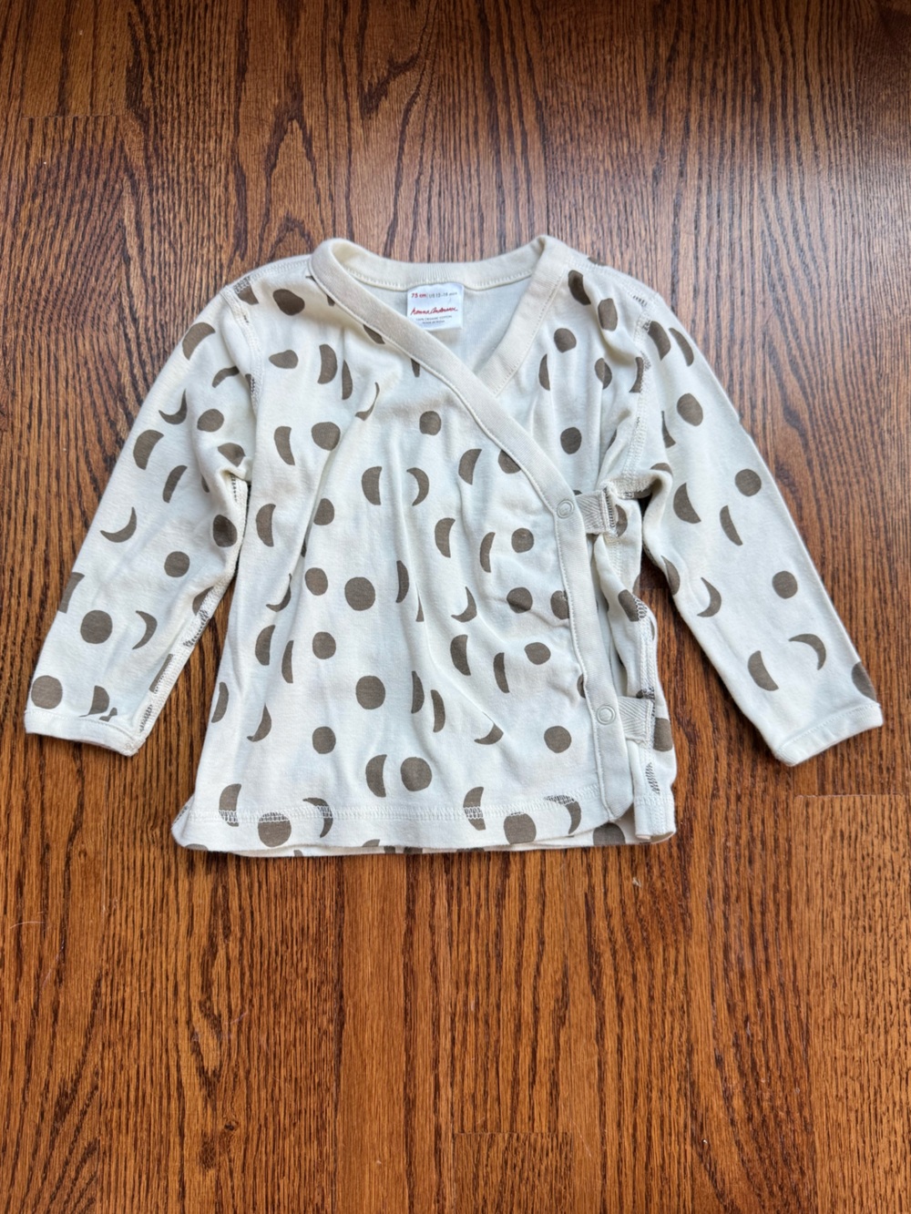 Hanna Andersson Organic Cream Side Snap Top 12-18 Mos.
